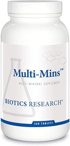 Biotics Research Multi-Mins - Bioavailable & Potent Multi Mineral Supplement, Balanced Mineral Chelates & Whole Food Trace Minerals with Magnesium, Chromium, Iodine - Easily Absorbed - 360 Tablets