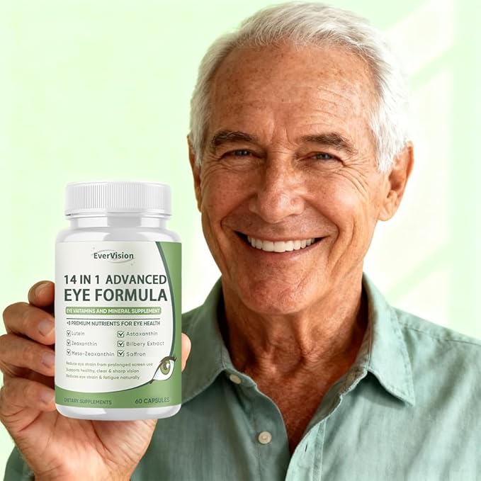 14 in 1 Advanced Eye Formula, 2 Pack Eye Vitamin and Mineral Supplement with Lutein, Zinc, Zeaxanthin & Bilberry Extract for Vision Care, 120 Capsules