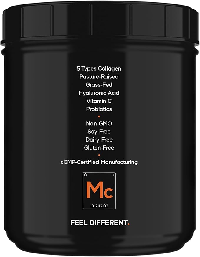 Codeage Multi Collagen Peptides + Probiotics Black Edition, Vitamin C, Hyaluronic Acid Powder Supplement, Grass-Fed, Pasture-Raised, Hydrolyzed, Zero Carbs, Type I, II, III, V & X, Unflavored, 21oz