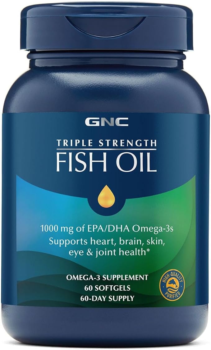 GNC Men's 50+ Heart & Vitality Bundle (2 Items): Triple Strength Fish Oil (60 Softgels) & Mega Men 50 Plus Multivitamin (120 Count)