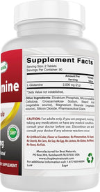 Best Naturals L-Glutamine 1000 mg 180 Tablets (180 Count (Pack of 2))