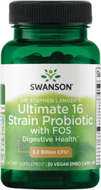 Swanson Dr. Stephen Langer's 16-Strain Probiotic with Prebiotic FOS for Gut-Health-Conscious Adults with 3.2 Billion CFU (60 Vegan Capsules, 4 Pack)