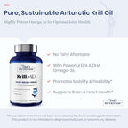 1MD Nutrition KrillMD - Antarctic Krill Oil Omega 3 Supplement with Astaxanthin, EPA, DHA | 2X More Effective Than Fish Oil | 60 Softgels