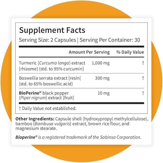 Pattern Wellness Turmeric Curcumin – 95% Curcuminoids with BioPerine® Black Pepper – Supports Joint, Cognitive & Immune Health – Non-GMO, Gluten Free – 60 Capsules