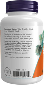 NOW Foods Selenium 100 mcg, 250 Tablet (Pack of 2)
