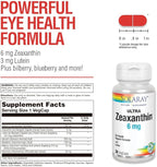 SOLARAY Zeaxanthin for Men & Women - Lutein and Zeaxanthin Supplement for Eyes, Vision & Macular Health Support Formula, Eye Vitamin Complex with Bilberry, Vitamin C, & Blueberry - 30 Veg Caps