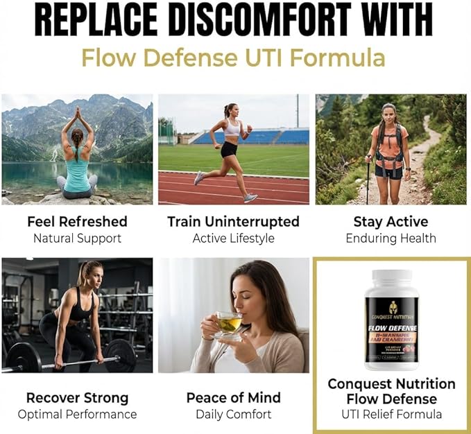 Conquest Fit Flow Defense D‑Mannose Cranberry UTI Support Supplement, 60 Veggie Capsules – Bladder & Urinary Tract Health Formula