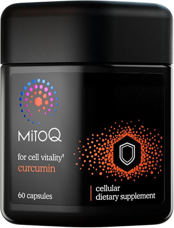 MitoQ Curcumin Longvida Lipidated Formula Mitochondria-targeted Antioxidant | Ultra Bioavailable & Sustained Action Free-Form Curcumin, 60 Capsules