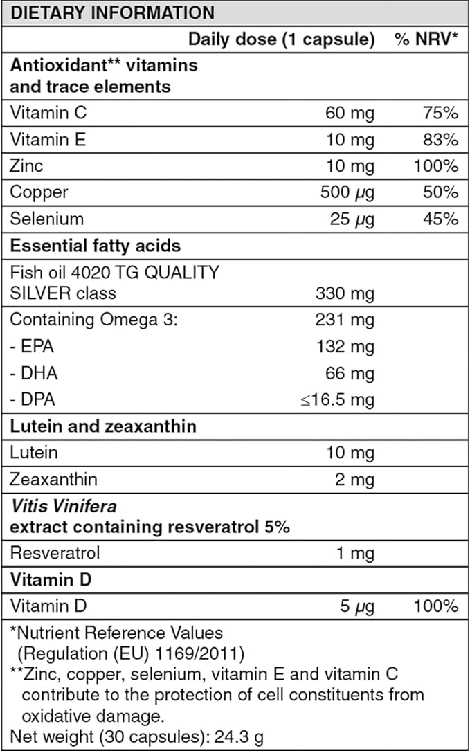 Nutrof Total Capsules – Eye Health Supplement with Lutein, Zeaxanthin, Omega 3, and Antioxidants | Essential Nutrients for Optimal Eye Health | Pack of 30 Capsules (1 Capsule per Day - 1-Month Supply)