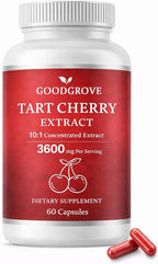 Good Grove Tart Cherry Extract Capsules, Tart Cherry Extract 3600 mg 10:1, Vegan Non-GMO Dietary Supplement, 60 Capsules
