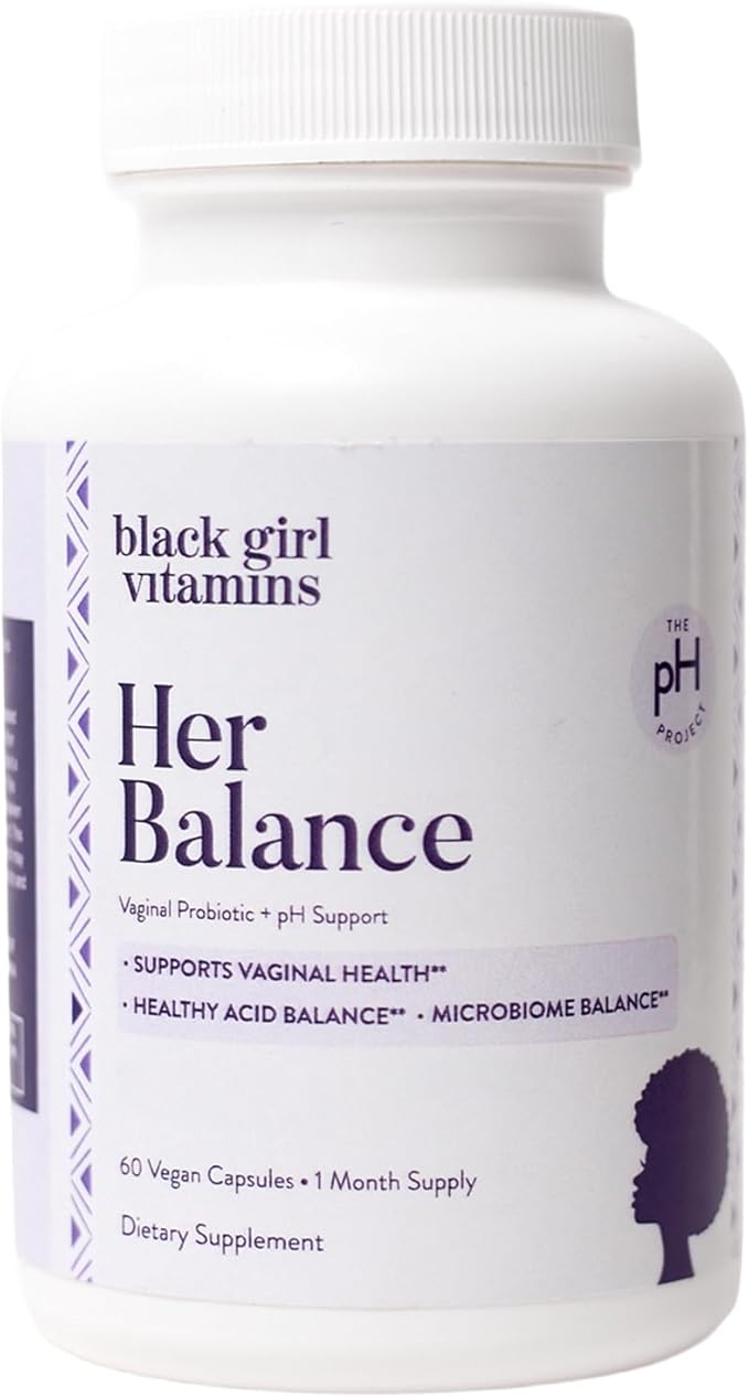 Black Girl Vitamins - Her Balance Vaginal Probiotics - Daily Microbiome Support for Women - 10 Billion CFU Lactobacillus Crispatus & Gasseri + Herbal Blend - Vegan, Gluten-Free, Halal (30-Day Supply)