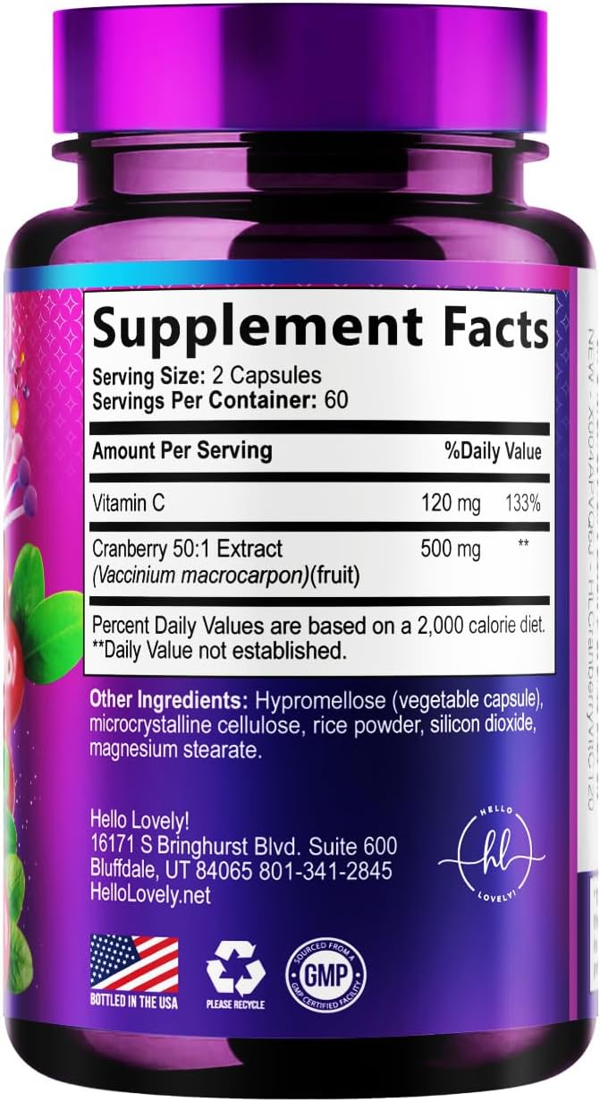 Cranberry Extract 500mg Per Serving Supplement Pills - 3X Strength Concentrated Whole Fruit Cranberry with Vitamin C, Triple Strength for Cleanse & Urinary Tract Health Support - 120 Capsules