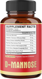 2 Packs 60 Counts 4 Months - D-Mannose Capsules - Natural Urinary Tract Health & Immune Support - 7in1 with Cranberry, Dandelion, Hibiscus & More