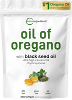 Micro Ingredients Oil of Oregano Softgels & Pure Triple Magnesium Complex 400mg Capsules | 2 Pack Bundle | 4X Strength Thymoquinone with Black Seed | Glycinate, Malate, & Taurate Forms