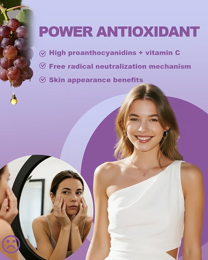 L-Lysine 1000mg Liquid Drops, L-Lysine Supplement for Essential Amino Acid Supplement for Lips & Oral Health & Collagen Formation Support, Natural Grape Seed Extract Drops-300 mg Grape Seed Extract L