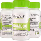 Herbadiet Bamboo Extract Capsules | Supports Healthy Skin, Hair & Nails | Natural Hair Supplement with 70% Silica (120 Capsules)