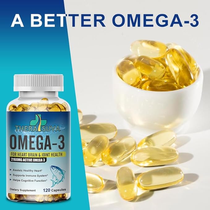Triple Strength Premium Fish Oil, Omega-3 2160mg, EPA 1296mg + DHA 864mg, Natural Supplement for Healthy Heart & Brain Support, 2 Month Supply, 120 Softgels