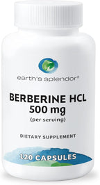 Earth's Splendor Berberine 500mg Capsules, Supports Metabolism (120ct Bottle, 2 Month Supply) Non-GMO, Vegan-Friendly