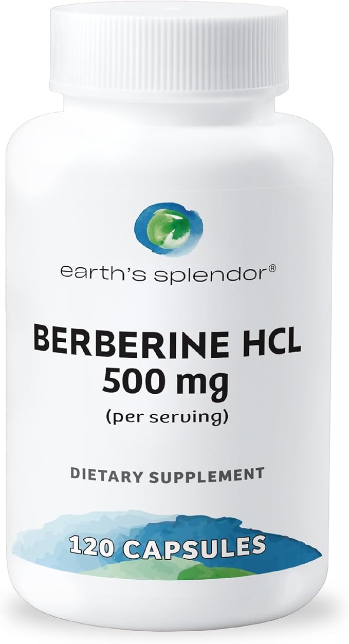 Earth's Splendor Berberine 500mg Capsules, Supports Metabolism (120ct Bottle, 2 Month Supply) Non-GMO, Vegan-Friendly