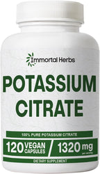 Potassium Citrate Supplement 1320mg, High Absorption Powder, 120 Vegan Capsules, Non-GMO & Gluten-Free Potassium Supplements for Women and Men