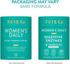 FRISKA Women’s Daily Digestive Enzyme and Probiotics Supplement, Advanced Natural Support for Female Digestive Health, Fights Bloating, Eases Digestion, Supports Nutrient Absorption, 30 Capsules