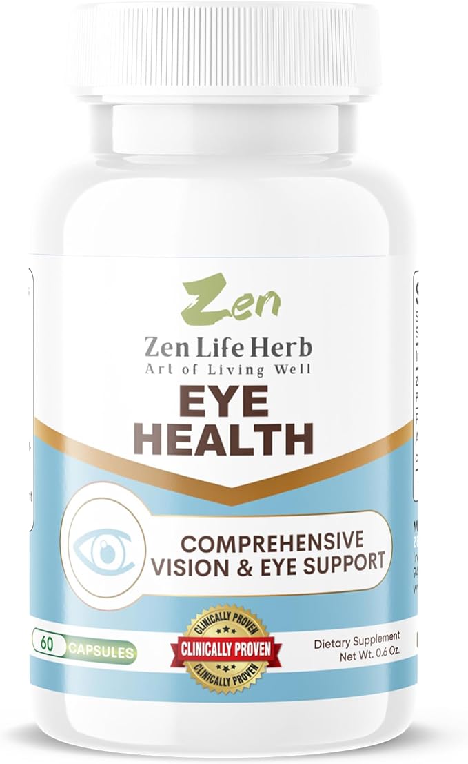 ZEN LIFE HERB Eye Health with Panax Notoginseng Astaxanthin Lutein and Zeaxanthin (60 Capsules) | GMP Certified