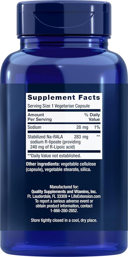 Life Extension Super R-Lipoic Acid 240mg, 90 Veg Capsules (Pack of 2)
