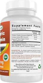 Best Naturals Turmeric Curcumin 1500mg/Serving with Bioperine - 180 Veggie Capsules (Pack of 2)