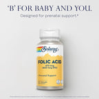 SOLARAY Folic Acid - Vitamin B9 Folic Acid Supplement, Prenatal Vitamin - Blood Cell Development Support - Vegan, Lab Verified, 60-Day Guarantee - 100 Servings, 100 VegCaps
