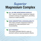 Puregen Labs Triple Magnesium Complex 300mg of Magnesium Glycinate, Malate, & Citrate [High Absorption] 120 Veg Capsules | No Harmful Additives | Non-GMO, NO Gluten and Dairy