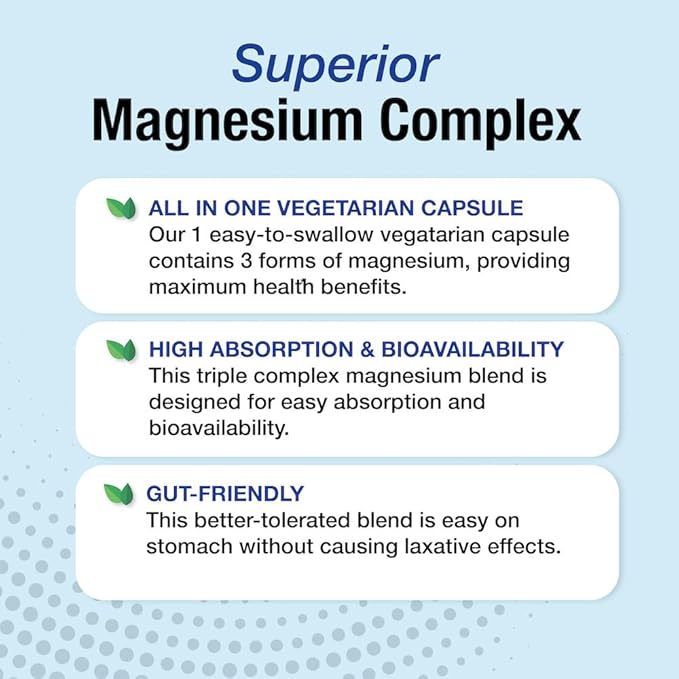 Puregen Labs Triple Magnesium Complex 300mg of Magnesium Glycinate, Malate, & Citrate [High Absorption] Total 240 Veg Capsules | No Harmful Additives | Non-GMO, NO Gluten and Dairy