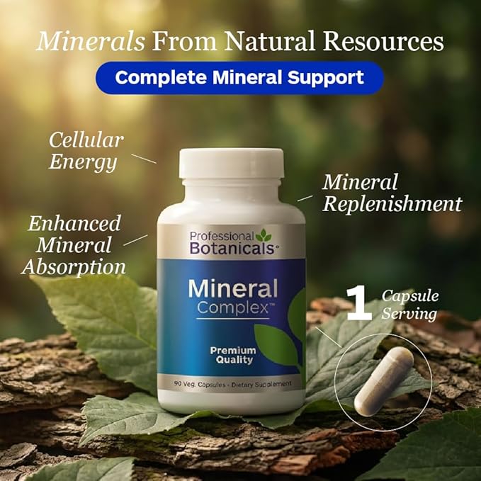 Professional Botanicals Mineral Complex - Trace Minerals, Kelp, Spirulina Nutrient Blend - 90 Vegetarian Capsules