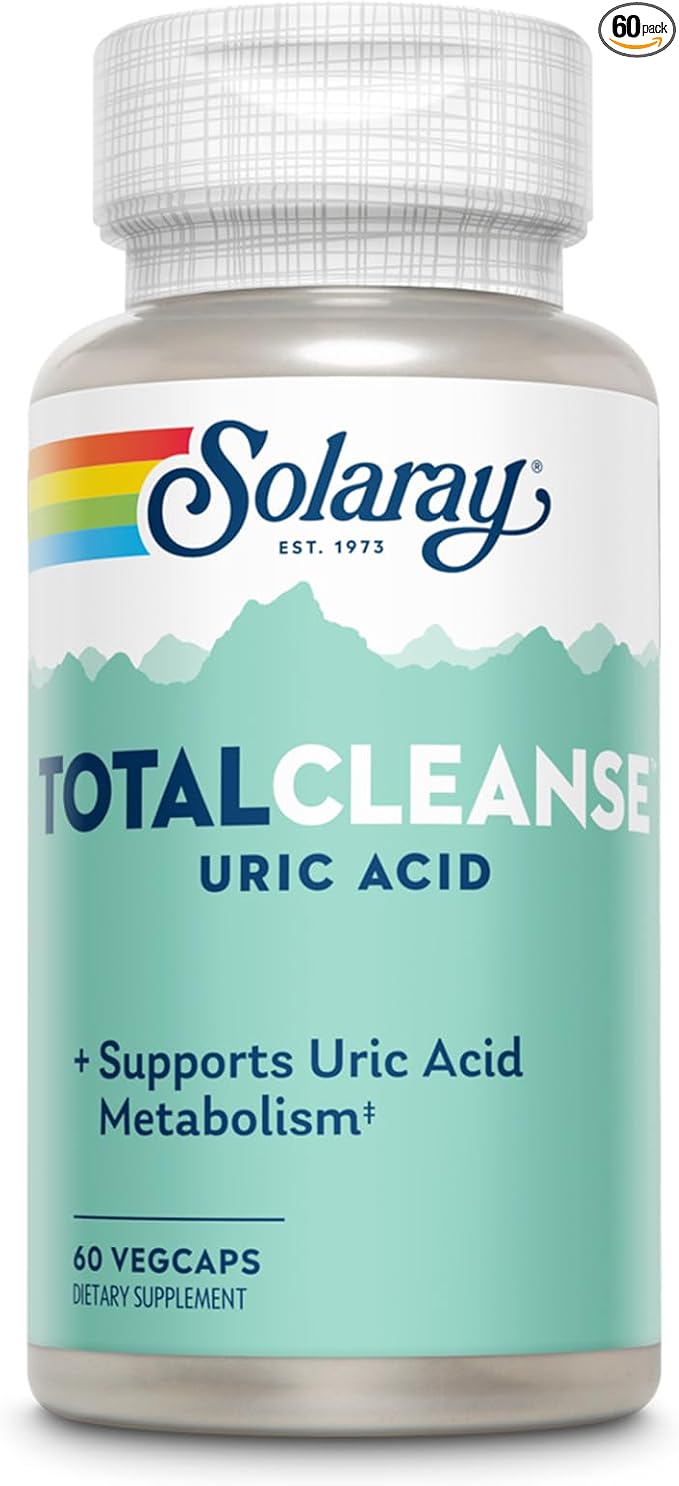 Solaray Total Cleanse Uric Acid - Joint Health Supplement - Powerful Joint Support and Uric Acid Cleanse with Tart Cherry Extract, Celery Seed, Turmeric Extract - 60-Day Guarantee, 30 Serv, 60 VegCaps