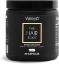 WelleCo The Hair Elixir Vegan Hair Care Supplement with Biotin, Iron, Zinc & Rhodiola, Promotes Hair Growth & Thickness and Helps Reduce Breakage, Gluten Free Hair Skin and Nails Vitamins, 60 Capsules