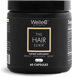 WelleCo The Hair Elixir Vegan Hair Care Supplement with Biotin, Iron, Zinc & Rhodiola, Promotes Hair Growth & Thickness and Helps Reduce Breakage, Gluten Free Hair Skin and Nails Vitamins, 60 Capsules