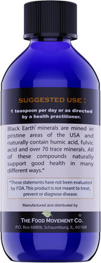 THE FOOD MOVEMENT CO. Black Earth Fulvic Acid - Humic Fulvic Minerals with Electrolytes for Digestive Health and Exercise Recovery, 8 oz Trace Minerals Supplement