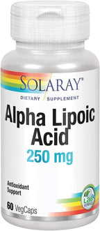 SOLARAY Alpha Lipoic Acid 250 mg - 60 VegCaps - Healthy Antioxidant Activity & Energy Support - Non-GMO & Vegan