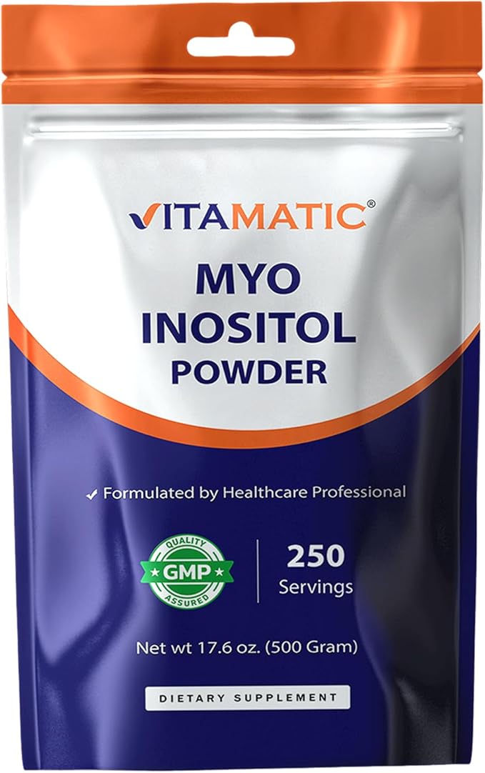 Vitamatic Myo-Inositol Powder 2000 mg per Serving | 500 g (250 Servings) | Pure Powder | No Sugar | No Fillers | Non-GMO | Dietary Supplement