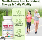 NEW ROOTS HERBAL Heme Iron Supplement | 4-in-1 Formula with Vitamin C, B12, Folate for Best Absorption | Raise Hemoglobin & Ferritin for Women & Men, Low-FODMAP (30 Capsules)