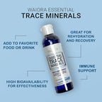 Waiora Essential Trace Minerals | Help Replenish Lost/Depleted Mineral | 60+ Ionic Trace Minerals | Support Body’s Vital Functions, pH Balance | Plus Electrolytes for Hydration (3 Bott /144 serv)