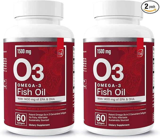 Essential Elements Omega-3 Fish Oil Supplement with EPA & DHA | Fatty Acids for Immune, Heart & Cognitive Support | Omega-3 Fish Oil 120 Softgels (2-Pack)