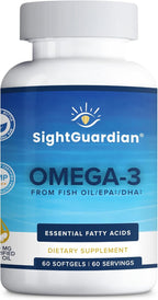 Sight Guardian Omega-3 with EPA, DHA, 100mg Fish Oil per Serving, Dietary Vitamin Supplement to Support Cardiovascular, Daily Health, Heart, Skin, Joints, and Brain