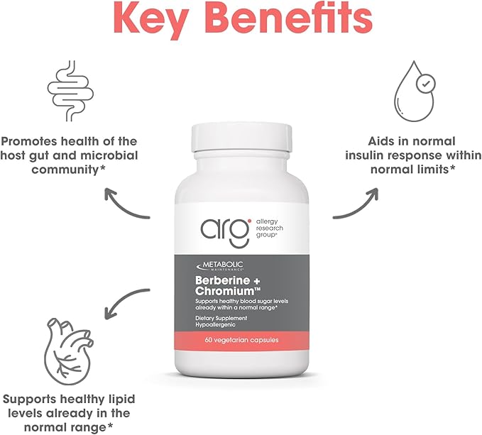 Metabolic Maintenance Berberine + Chromium - Berberine Chromium Supplement for Women and Men, Natural Health Complex for Metabolic Function, 500mg per Capsule - 60 Capsules