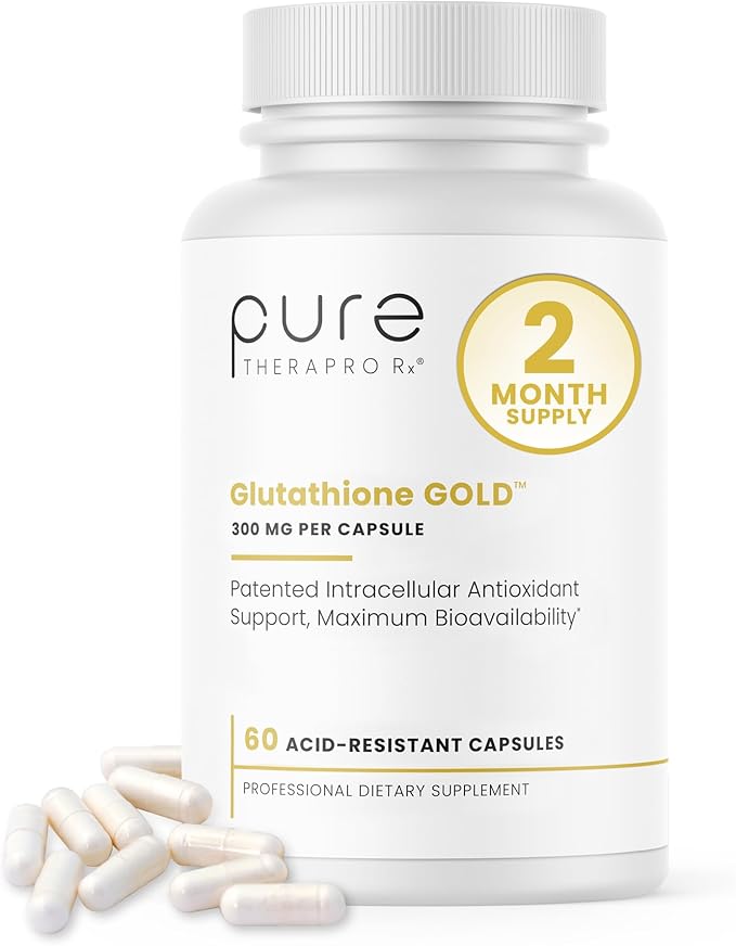 Pure Therapro Rx S-Acetyl Glutathione Gold 300mg PER Capsule - 60 Capsules | Extra-Strength | Patented Acetylated Form of Glutathione (EMOTHION) from Italy | Pharmaceutical Grade | Zero Fillers