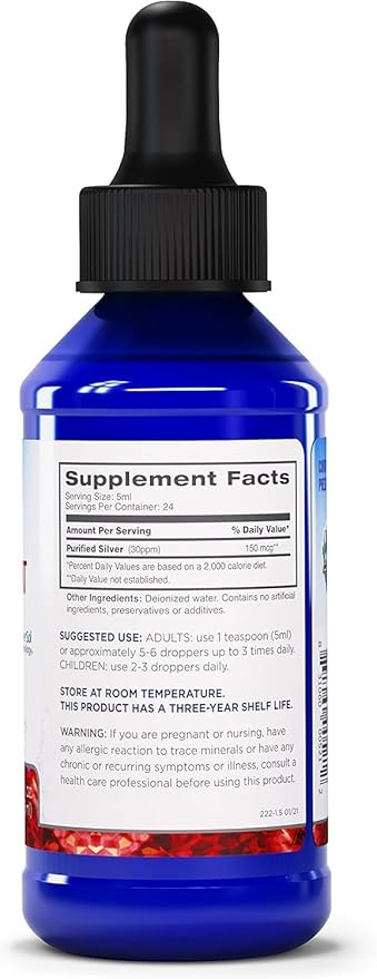 Silver Biotics Liquid 30 PPM Patented Multivalent SilverSol Technolology | Bio-Hacking Immune Building Natural Support |4 oz. Dropper