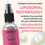 Liposomal Vitamin B12 Spray | 60 Servings | 2 Month Supply |1 fl oz | Non-GMO | No Added sugars | Gluten Free | Travel Friendly | Supports Energy, Nerve Health and Brain Function