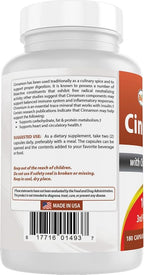 Best Naturals Cinnamon 2000 mg Equivalent with Chromium 400 mcg per Serving - Metabolism Support - 180 Capsules