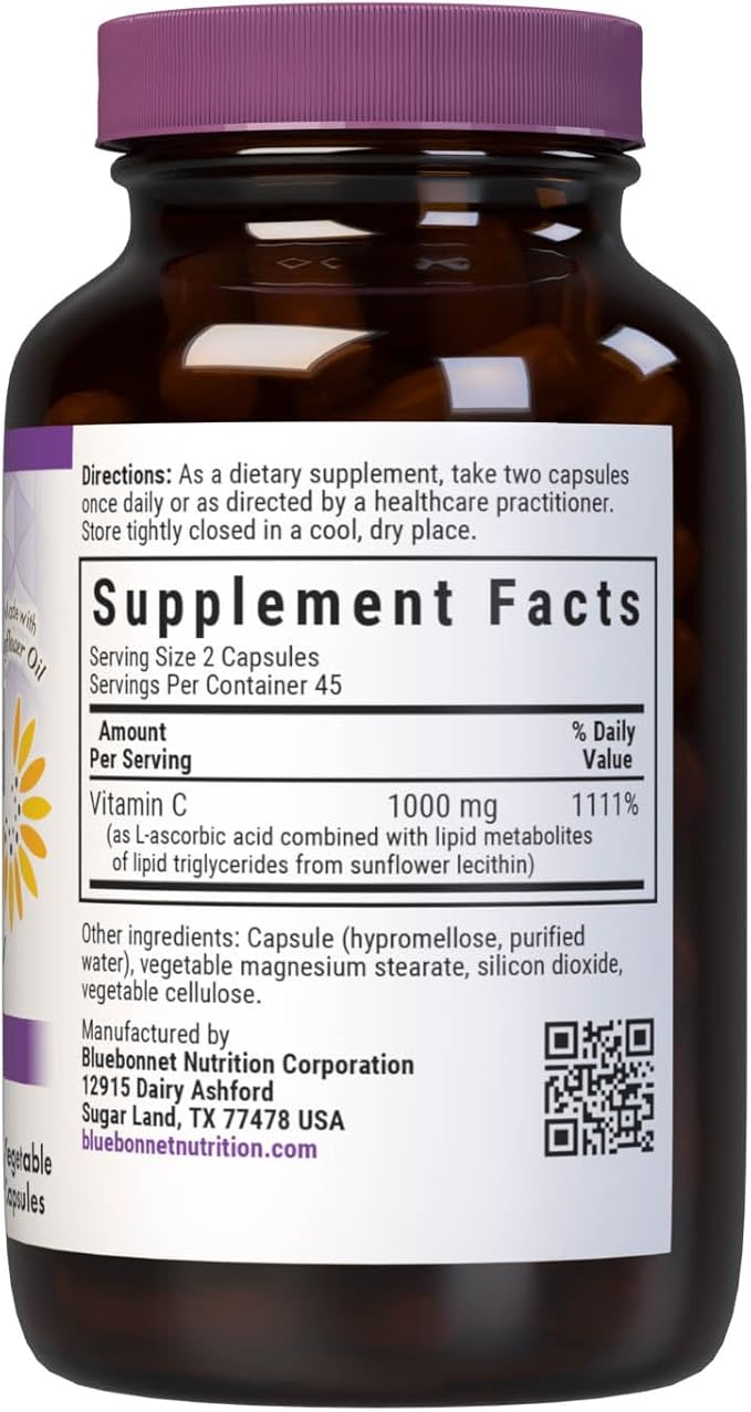BlueBonnet Nutrition Liposomal Vitamin C, Immune Health*, Joint Health*, Collagen Synthesis*, Vegan, Kosher, Non-GMO, Gluten-Free, Soy-Free Milk-Free, 90 Vegetable Capsules, 45 Servings
