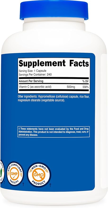 Nutricost Vitamin C 500mg, 240 Capsules, Vegetarian, Gluten Free & Non-GMO (Pack of 2)