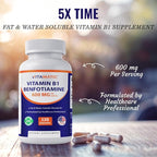 Vitamatic Benfotiamine 300mg + Vitamin B1 300 mg - 120 Vegetable Capsules - Made in the USA - Gluten Free - Non-GMO